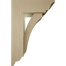 Ekena Millwork - BKTUR0554X16X24THR01RCPR - Timberthane Faux Wood Thorton Style Bracket w/ Offset Brace, Traditional Ends, 5 1/2"W x 16"D x 24"H, Primed Tan