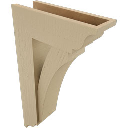 Ekena Millwork - BKTUR0554X16X28THR01RCPR - Timberthane Faux Wood Thorton Style Bracket w/ Offset Brace, Traditional Ends, 5 1/2"W x 16"D x 28"H, Primed Tan