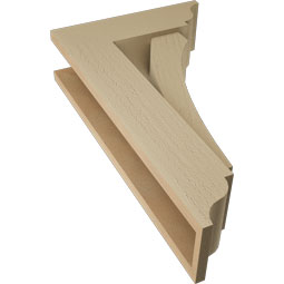 Ekena Millwork - BKTUR0554X16X28THR01RCPR - Timberthane Faux Wood Thorton Style Bracket w/ Offset Brace, Traditional Ends, 5 1/2"W x 16"D x 28"H, Primed Tan