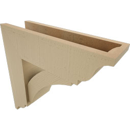 Ekena Millwork - BKTUR0554X18X18THR01RCPR - Timberthane Faux Wood Thorton Style Bracket w/ Offset Brace, Traditional Ends, 5 1/2"W x 18"D x 18"H, Primed Tan