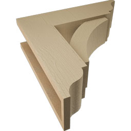 Ekena Millwork - BKTUR0554X18X18THR01RCPR - Timberthane Faux Wood Thorton Style Bracket w/ Offset Brace, Traditional Ends, 5 1/2"W x 18"D x 18"H, Primed Tan