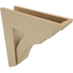 Ekena Millwork - BKTUR0554X18X22THR01RCPR - Timberthane Faux Wood Thorton Style Bracket w/ Offset Brace, Traditional Ends, 5 1/2"W x 18"D x 22"H, Primed Tan