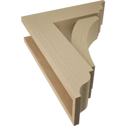 Ekena Millwork - BKTUR0554X18X22THR01RCPR - Timberthane Faux Wood Thorton Style Bracket w/ Offset Brace, Traditional Ends, 5 1/2"W x 18"D x 22"H, Primed Tan