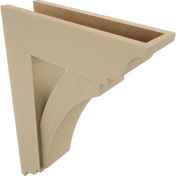 Ekena Millwork - BKTUR0554X18X26THR01RCPR - Timberthane Faux Wood Thorton Style Bracket w/ Offset Brace, Traditional Ends, 5 1/2"W x 18"D x 26"H, Primed Tan