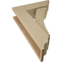 Ekena Millwork - BKTUR0554X18X26THR01RCPR - Timberthane Faux Wood Thorton Style Bracket w/ Offset Brace, Traditional Ends, 5 1/2"W x 18"D x 26"H, Primed Tan