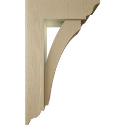 Ekena Millwork - BKTUR0554X18X30THR01RCPR - Timberthane Faux Wood Thorton Style Bracket w/ Offset Brace, Traditional Ends, 5 1/2"W x 18"D x 30"H, Primed Tan