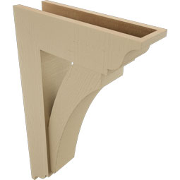 Ekena Millwork - BKTUR0554X18X30THR01RCPR - Timberthane Faux Wood Thorton Style Bracket w/ Offset Brace, Traditional Ends, 5 1/2"W x 18"D x 30"H, Primed Tan