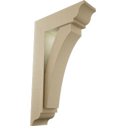 Ekena Millwork - BKTUR0554X18X30THR01RCPR - Timberthane Faux Wood Thorton Style Bracket w/ Offset Brace, Traditional Ends, 5 1/2"W x 18"D x 30"H, Primed Tan