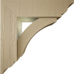 Ekena Millwork - BKTUR0554X20X20THR01RCPR - Timberthane Faux Wood Thorton Style Bracket w/ Offset Brace, Traditional Ends, 5 1/2"W x 20"D x 20"H, Primed Tan