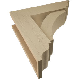 Ekena Millwork - BKTUR0554X20X20THR01RCPR - Timberthane Faux Wood Thorton Style Bracket w/ Offset Brace, Traditional Ends, 5 1/2"W x 20"D x 20"H, Primed Tan