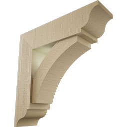 Ekena Millwork - BKTUR0554X20X20THR01RCPR - Timberthane Faux Wood Thorton Style Bracket w/ Offset Brace, Traditional Ends, 5 1/2"W x 20"D x 20"H, Primed Tan