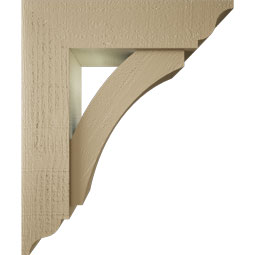 Ekena Millwork - BKTUR0554X20X24THR01RCPR - Timberthane Faux Wood Thorton Style Bracket w/ Offset Brace, Traditional Ends, 5 1/2"W x 20"D x 24"H, Primed Tan