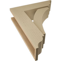 Ekena Millwork - BKTUR0554X20X24THR01RCPR - Timberthane Faux Wood Thorton Style Bracket w/ Offset Brace, Traditional Ends, 5 1/2"W x 20"D x 24"H, Primed Tan