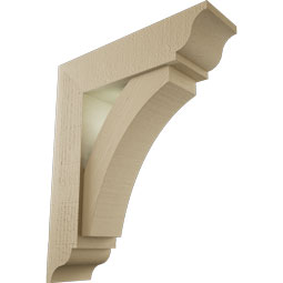 Ekena Millwork - BKTUR0554X20X24THR01RCPR - Timberthane Faux Wood Thorton Style Bracket w/ Offset Brace, Traditional Ends, 5 1/2"W x 20"D x 24"H, Primed Tan