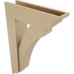 Ekena Millwork - BKTUR0554X20X32THR01RCPR - Timberthane Faux Wood Thorton Style Bracket w/ Offset Brace, Traditional Ends, 5 1/2"W x 20"D x 32"H, Primed Tan