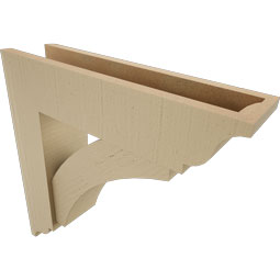Ekena Millwork - BKTUR0554X22X22THR01RCPR - Timberthane Faux Wood Thorton Style Bracket w/ Offset Brace, Traditional Ends, 5 1/2"W x 22"D x 22"H, Primed Tan