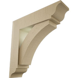 Ekena Millwork - BKTUR0554X22X22THR01RCPR - Timberthane Faux Wood Thorton Style Bracket w/ Offset Brace, Traditional Ends, 5 1/2"W x 22"D x 22"H, Primed Tan