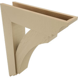 Ekena Millwork - BKTUR0554X22X30THR01RCPR - Timberthane Faux Wood Thorton Style Bracket w/ Offset Brace, Traditional Ends, 5 1/2"W x 22"D x 30"H, Primed Tan
