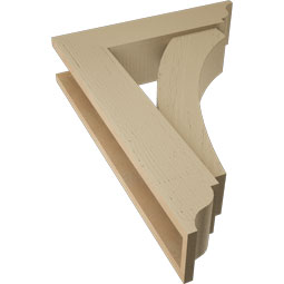 Ekena Millwork - BKTUR0554X22X30THR01RCPR - Timberthane Faux Wood Thorton Style Bracket w/ Offset Brace, Traditional Ends, 5 1/2"W x 22"D x 30"H, Primed Tan