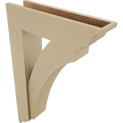 Ekena Millwork - BKTUR0554X22X34THR01RCPR - Timberthane Faux Wood Thorton Style Bracket w/ Offset Brace, Traditional Ends, 5 1/2"W x 22"D x 34"H, Primed Tan