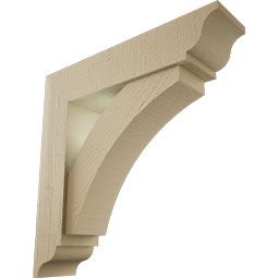 Ekena Millwork - BKTUR0554X24X24THR01RCPR - Timberthane Faux Wood Thorton Style Bracket w/ Offset Brace, Traditional Ends, 5 1/2"W x 24"D x 24"H, Primed Tan