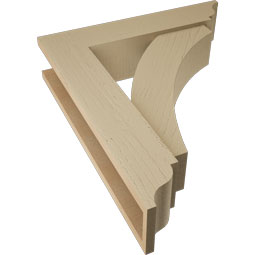 Ekena Millwork - BKTUR0554X24X28THR01RCPR - Timberthane Faux Wood Thorton Style Bracket w/ Offset Brace, Traditional Ends, 5 1/2"W x 24"D x 28"H, Primed Tan