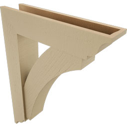 Ekena Millwork - BKTUR0554X24X32THR01RCPR - Timberthane Faux Wood Thorton Style Bracket w/ Offset Brace, Traditional Ends, 5 1/2"W x 24"D x 32"H, Primed Tan