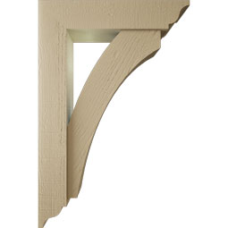 Ekena Millwork - BKTUR0554X24X36THR01RCPR - Timberthane Faux Wood Thorton Style Bracket w/ Offset Brace, Traditional Ends, 5 1/2"W x 24"D x 36"H, Primed Tan