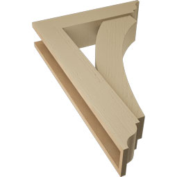 Ekena Millwork - BKTUR0554X24X36THR01RCPR - Timberthane Faux Wood Thorton Style Bracket w/ Offset Brace, Traditional Ends, 5 1/2"W x 24"D x 36"H, Primed Tan