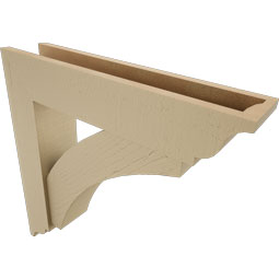 Ekena Millwork - BKTUR0554X26X26THR01RCPR - Timberthane Faux Wood Thorton Style Bracket w/ Offset Brace, Traditional Ends, 5 1/2"W x 26"D x 26"H, Primed Tan