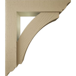 Ekena Millwork - BKTUR0554X26X30THR01RCPR - Timberthane Faux Wood Thorton Style Bracket w/ Offset Brace, Traditional Ends, 5 1/2"W x 26"D x 30"H, Primed Tan