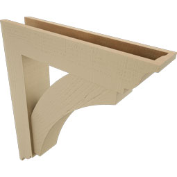 Ekena Millwork - BKTUR0554X26X30THR01RCPR - Timberthane Faux Wood Thorton Style Bracket w/ Offset Brace, Traditional Ends, 5 1/2"W x 26"D x 30"H, Primed Tan
