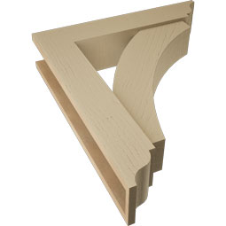Ekena Millwork - BKTUR0554X26X30THR01RCPR - Timberthane Faux Wood Thorton Style Bracket w/ Offset Brace, Traditional Ends, 5 1/2"W x 26"D x 30"H, Primed Tan