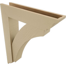 Ekena Millwork - BKTUR0554X26X34THR01RCPR - Timberthane Faux Wood Thorton Style Bracket w/ Offset Brace, Traditional Ends, 5 1/2"W x 26"D x 34"H, Primed Tan