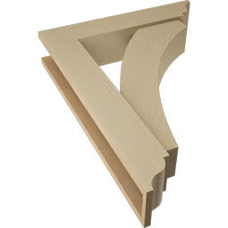 Ekena Millwork - BKTUR0554X26X34THR01RCPR - Timberthane Faux Wood Thorton Style Bracket w/ Offset Brace, Traditional Ends, 5 1/2"W x 26"D x 34"H, Primed Tan