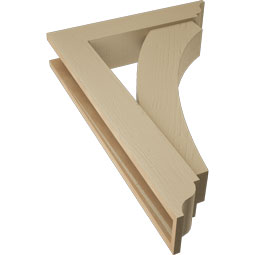 Ekena Millwork - BKTUR0554X26X38THR01RCPR - Timberthane Faux Wood Thorton Style Bracket w/ Offset Brace, Traditional Ends, 5 1/2"W x 26"D x 38"H, Primed Tan