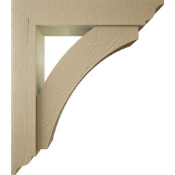 Ekena Millwork - BKTUR0554X28X32THR01RCPR - Timberthane Faux Wood Thorton Style Bracket w/ Offset Brace, Traditional Ends, 5 1/2"W x 28"D x 32"H, Primed Tan