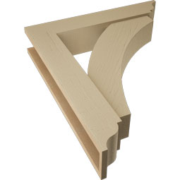 Ekena Millwork - BKTUR0554X28X32THR01RCPR - Timberthane Faux Wood Thorton Style Bracket w/ Offset Brace, Traditional Ends, 5 1/2"W x 28"D x 32"H, Primed Tan