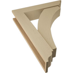 Ekena Millwork - BKTUR0554X28X36THR01RCPR - Timberthane Faux Wood Thorton Style Bracket w/ Offset Brace, Traditional Ends, 5 1/2"W x 28"D x 36"H, Primed Tan
