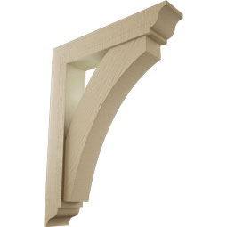 Ekena Millwork - BKTUR0554X28X36THR01RCPR - Timberthane Faux Wood Thorton Style Bracket w/ Offset Brace, Traditional Ends, 5 1/2"W x 28"D x 36"H, Primed Tan