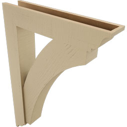 Ekena Millwork - BKTUR0554X28X40THR01RCPR - Timberthane Faux Wood Thorton Style Bracket w/ Offset Brace, Traditional Ends, 5 1/2"W x 28"D x 40"H, Primed Tan
