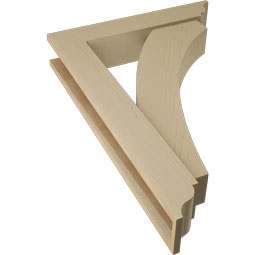 Ekena Millwork - BKTUR0554X28X40THR01RCPR - Timberthane Faux Wood Thorton Style Bracket w/ Offset Brace, Traditional Ends, 5 1/2"W x 28"D x 40"H, Primed Tan