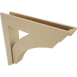 Ekena Millwork - BKTUR0554X30X30THR01RCPR - Timberthane Faux Wood Thorton Style Bracket w/ Offset Brace, Traditional Ends, 5 1/2"W x 30"D x 30"H, Primed Tan