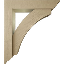 Ekena Millwork - BKTUR0554X30X34THR01RCPR - Timberthane Faux Wood Thorton Style Bracket w/ Offset Brace, Traditional Ends, 5 1/2"W x 30"D x 34"H, Primed Tan