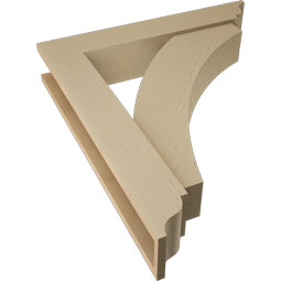 Ekena Millwork - BKTUR0554X30X34THR01RCPR - Timberthane Faux Wood Thorton Style Bracket w/ Offset Brace, Traditional Ends, 5 1/2"W x 30"D x 34"H, Primed Tan