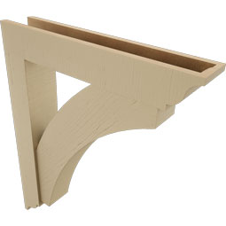 Ekena Millwork - BKTUR0554X30X36THR01RCPR - Timberthane Faux Wood Thorton Style Bracket w/ Offset Brace, Traditional Ends, 5 1/2"W x 30"D x 36"H, Primed Tan