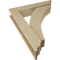 Ekena Millwork - BKTUR0554X30X36THR01RCPR - Timberthane Faux Wood Thorton Style Bracket w/ Offset Brace, Traditional Ends, 5 1/2"W x 30"D x 36"H, Primed Tan