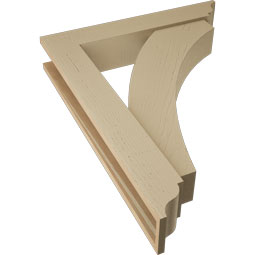 Ekena Millwork - BKTUR0554X30X38THR01RCPR - Timberthane Faux Wood Thorton Style Bracket w/ Offset Brace, Traditional Ends, 5 1/2"W x 30"D x 38"H, Primed Tan
