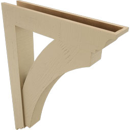 Ekena Millwork - BKTUR0554X30X42THR01RCPR - Timberthane Faux Wood Thorton Style Bracket w/ Offset Brace, Traditional Ends, 5 1/2"W x 30"D x 42"H, Primed Tan