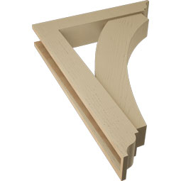Ekena Millwork - BKTUR0554X30X42THR01RCPR - Timberthane Faux Wood Thorton Style Bracket w/ Offset Brace, Traditional Ends, 5 1/2"W x 30"D x 42"H, Primed Tan